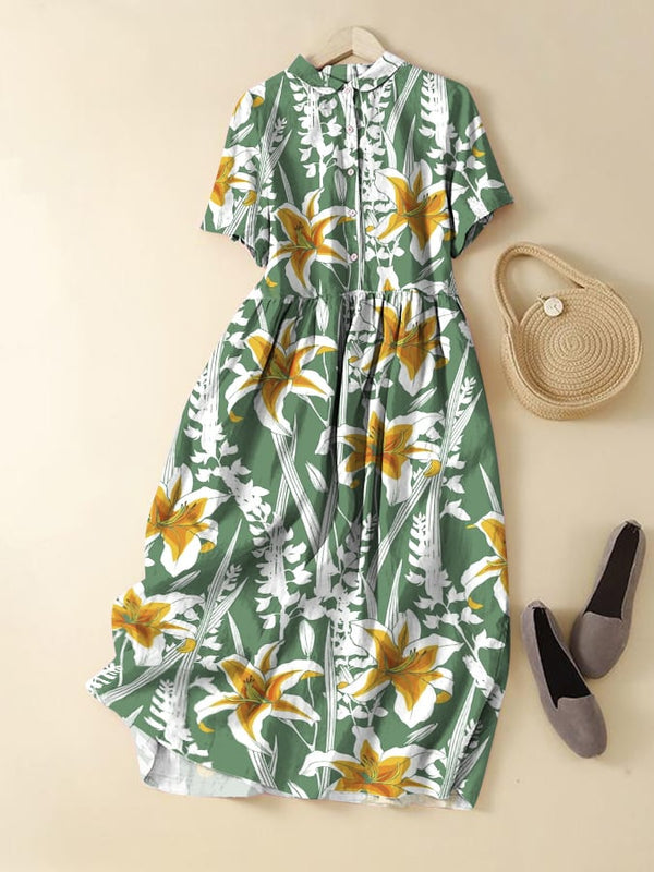 Stylish and Elegant Lily Print Dress