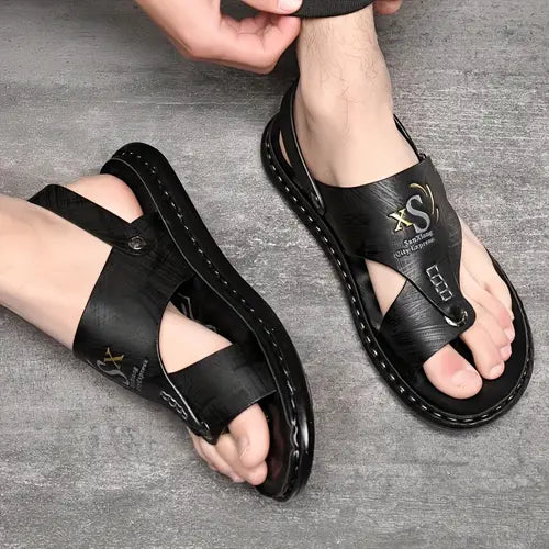 🔥LAST DAY 50% OFF - Men's Large Size Soft Leather Breathable Outdoor Beach Sandals Slippers