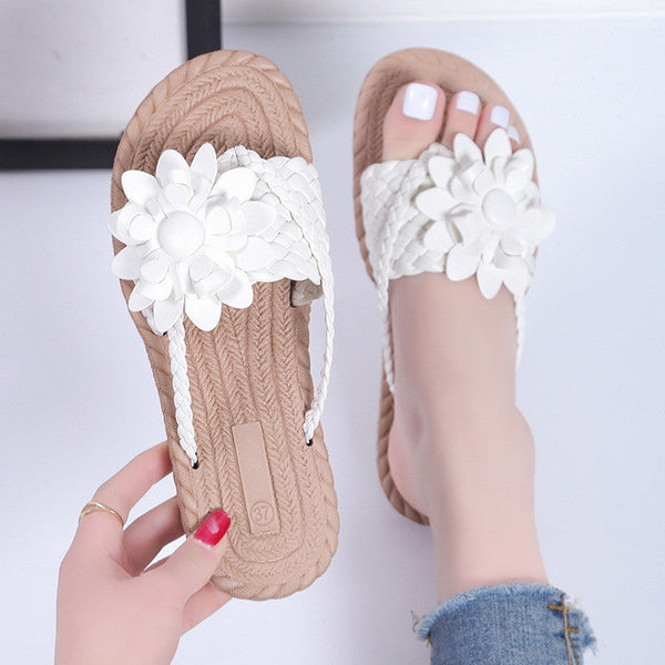 Chanclas planas de flores para mujer