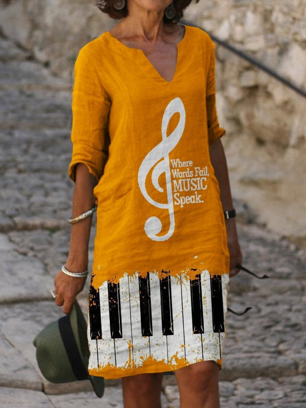 Vestido de banco de notas clave de piano para mujer 