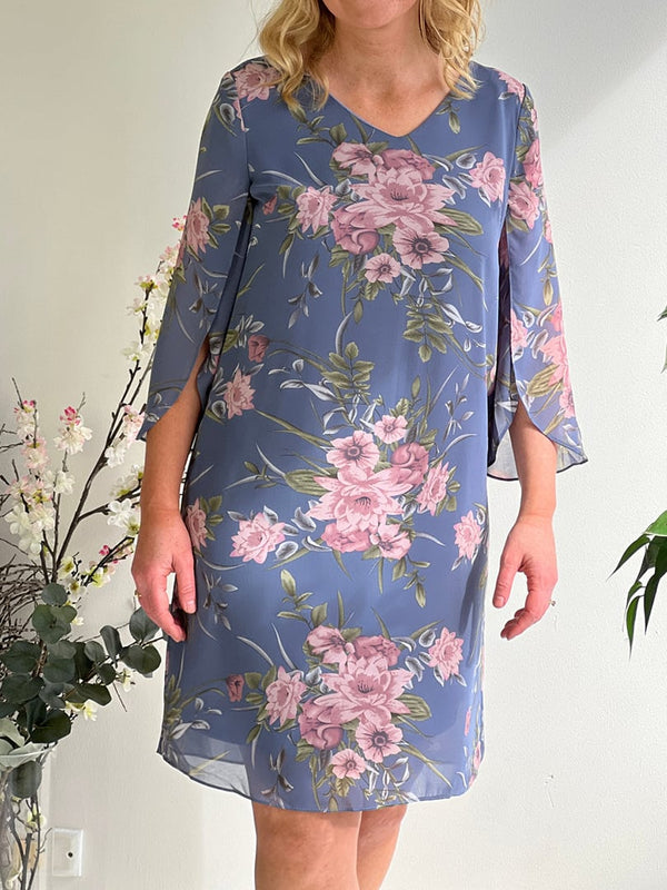 Elegant floral print V-neck dress