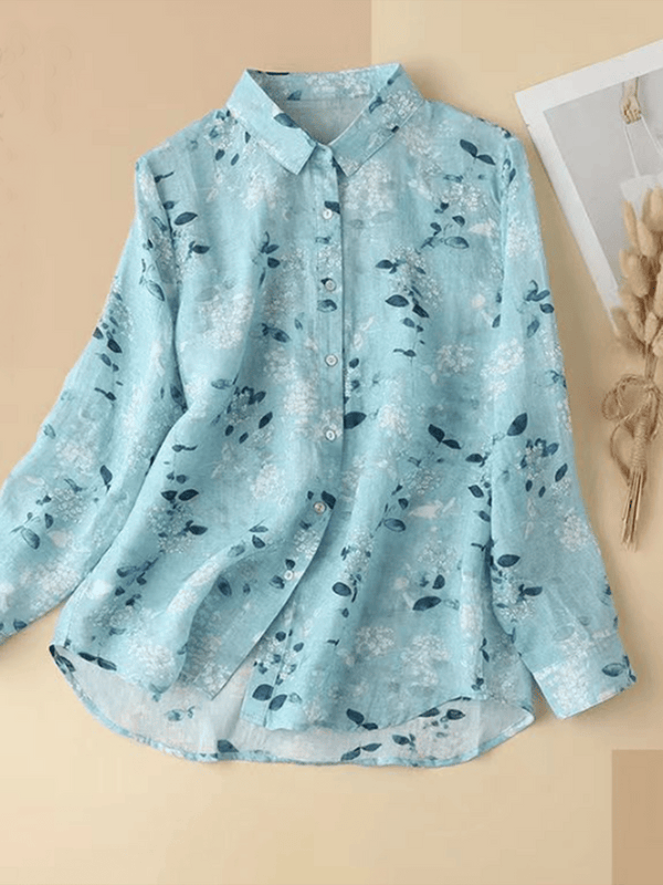 Cotton And Linen Retro Printed Shirt