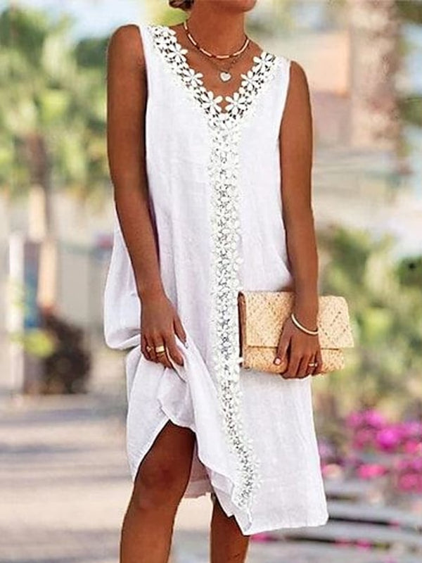 Women's Lace Panel Sleeveless Dress